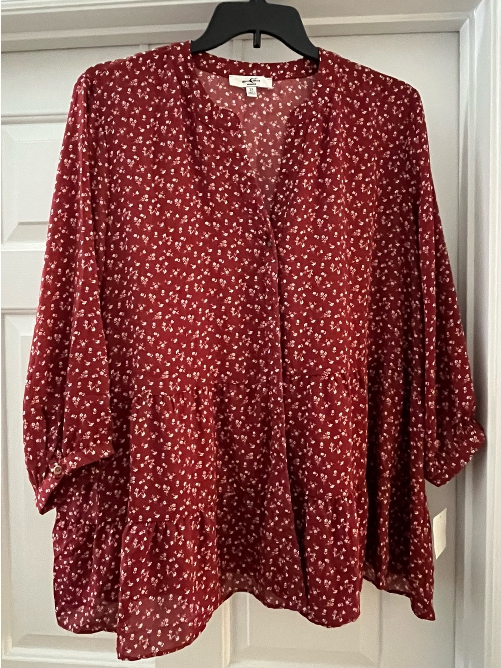 Moa Moa Burgundy Floral Peasant Tunic
